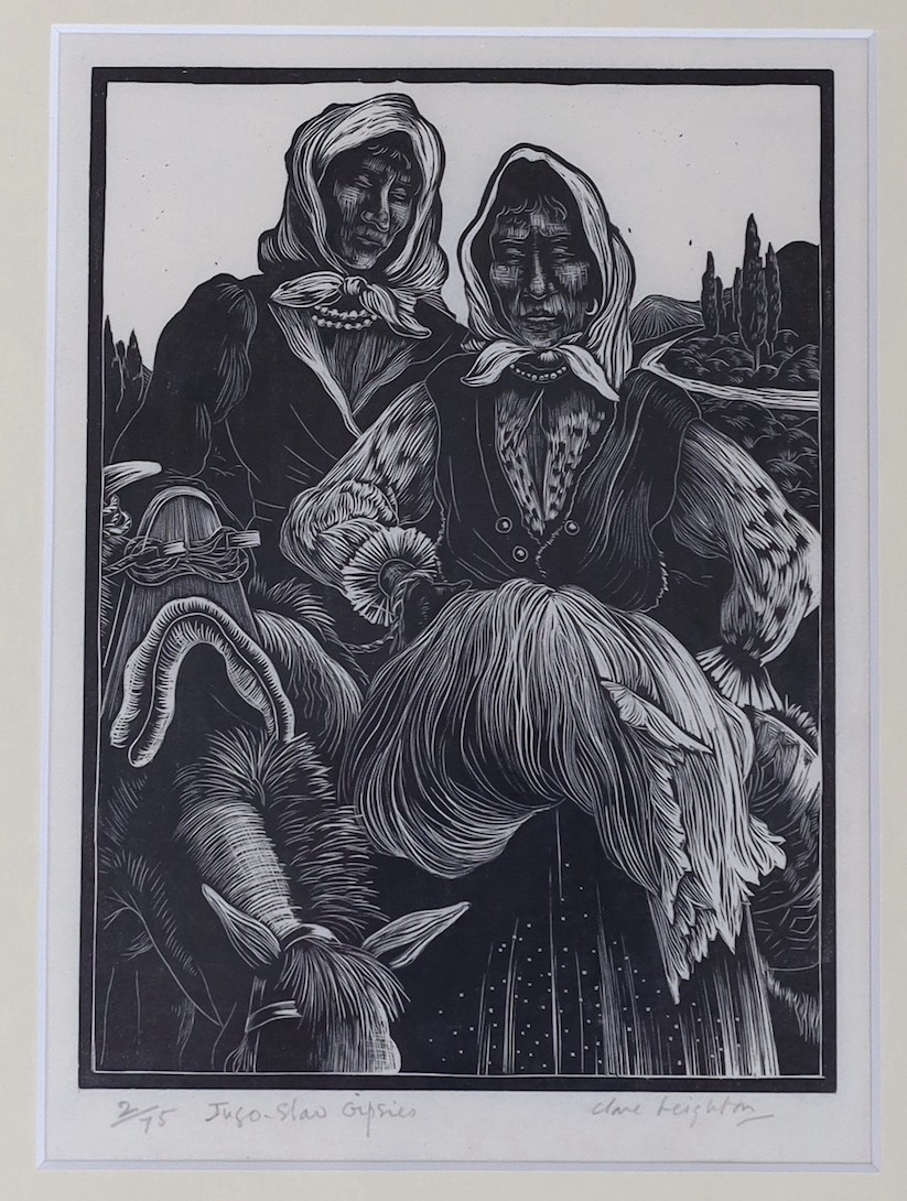Clare Leighton (1898-1989), wood engraving, 'Jugo-slav Gipsies', signed in pencil, 2/75, 18 x 13cm